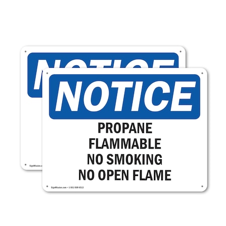 Signmission Propane Flammable No Smoking No Open Flame OSHA Notice Sign, Plastic, 10in W x 7in L, 2PK OS-2PACK-NS-P-710-L-17889